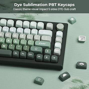 HITIME XVX Yeşil MOA Keycaps, PBT Özel Keycaps Yüzde 75, Özel Anahtar Kapakları Boya Süblimasyonu, Mekanik Klavye için Klavye Tuş Takımı