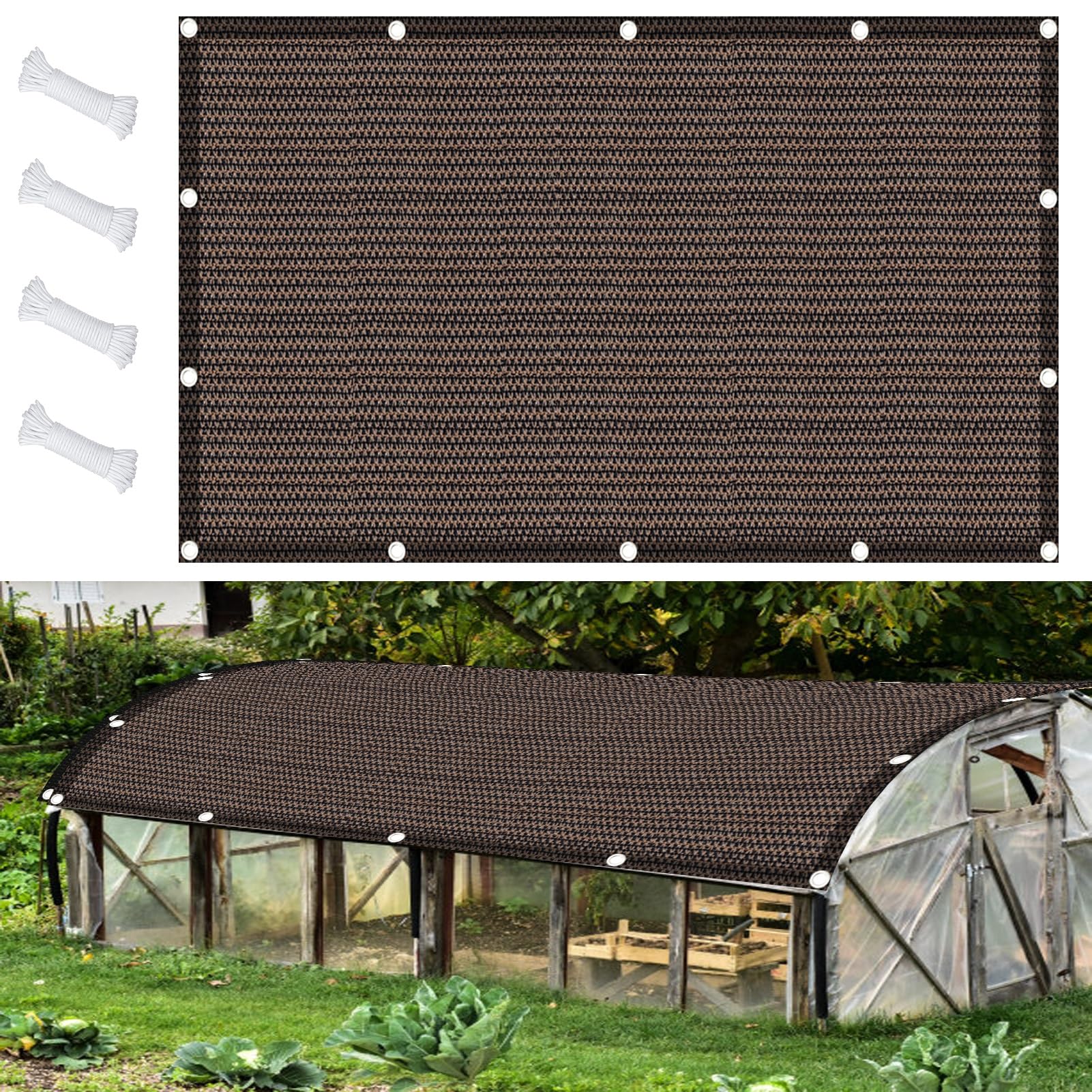 Filet Protection Solaire 2.5 x 4 m avec Oeillets Exterieur Filet d'ombrage Différentes Couleurs et Tailles pour Jardin Filet Brise Vent Agricole, ‎Marron