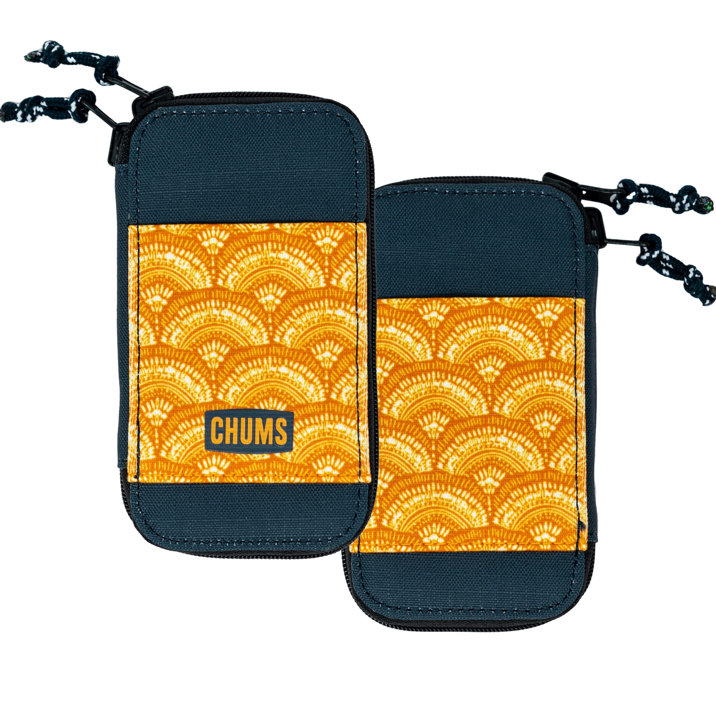Chums Reversi Polyester Wallet – Reversible Zippered Pouch for Men and Women (Retro Fan Navy)