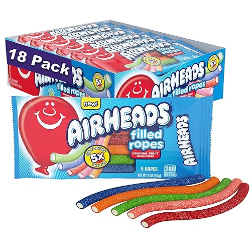 Airheads Caramelo cuerdas rellenas fruta original Halloween paquetes de 2 onzas caja de 18 paquetes