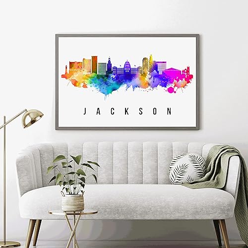 Miniatura 2 de Póster de Jackson Skyline Missisippi, pintura de paisaje urbano de Missisippi, póster de Jackson Missisippi, impresión de paisaje urbano y punto de