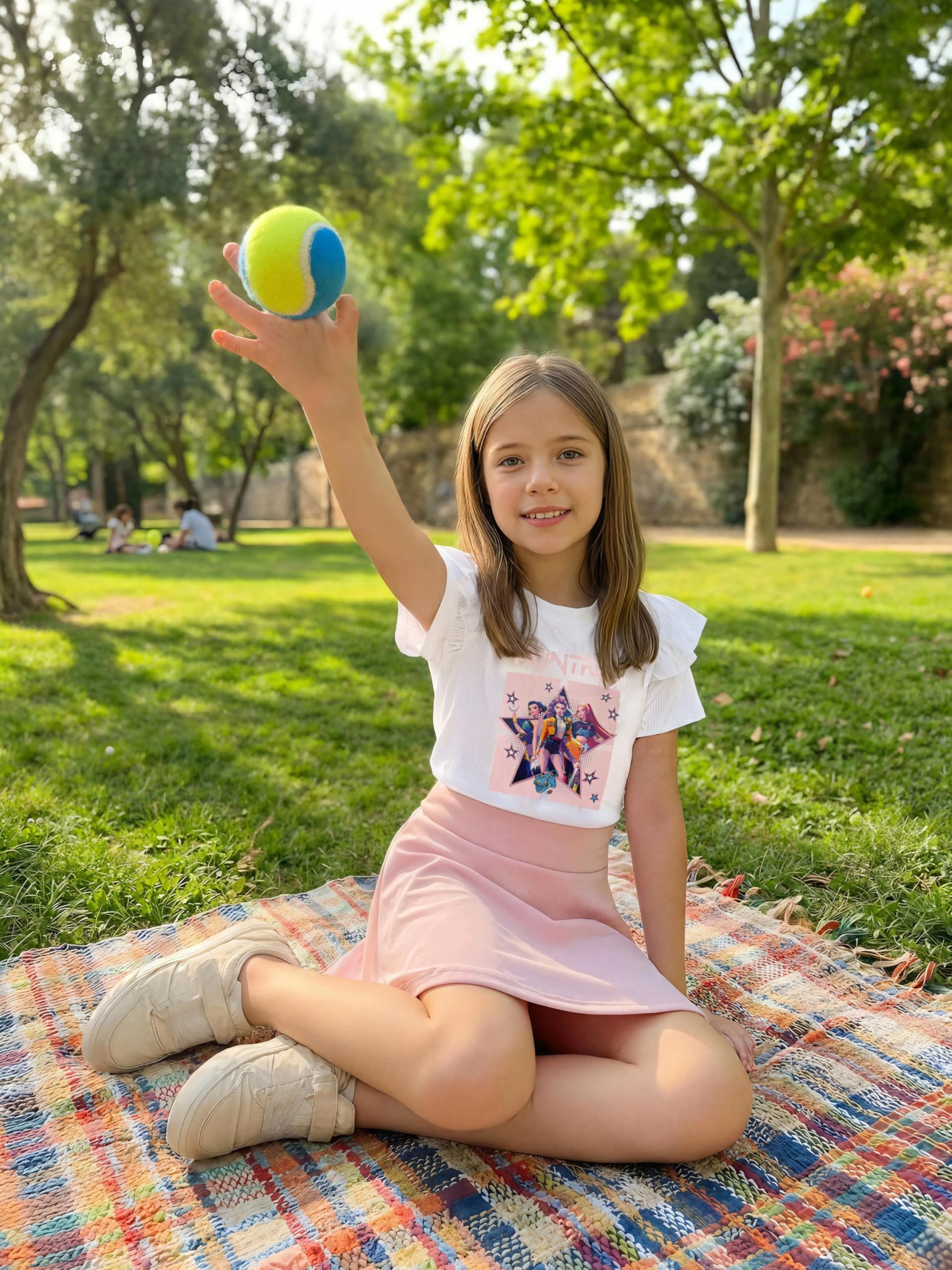 Vestido Niña K-Pop, con Estampado Idol. Moda Anime Infantil. Vestido de Manga Corta con Volantes y Falda Acampanada. Moda Casual de Verano para Niñas de 2 a 12 Años. — view 5