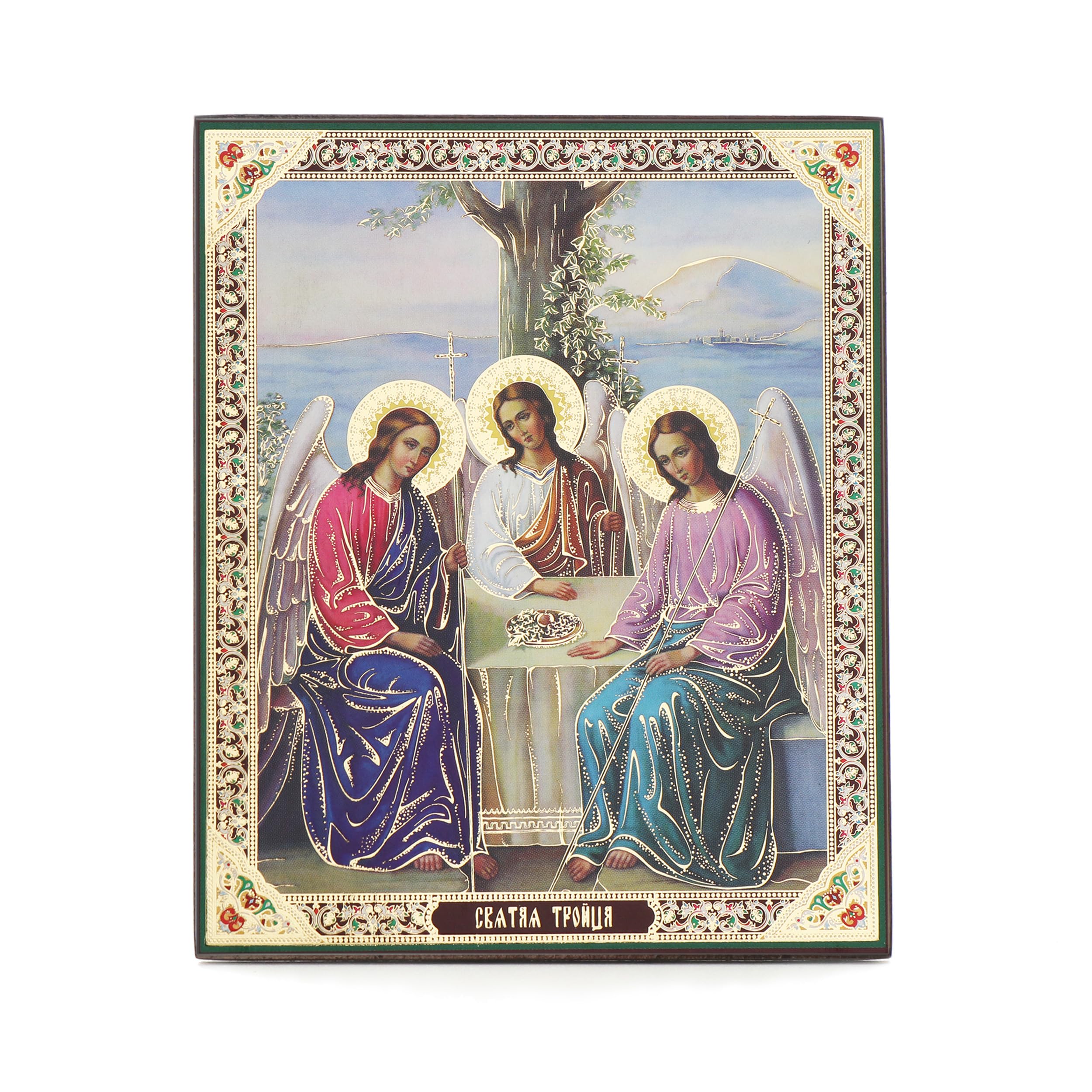 NKlaus The Holy Trinity Wooden Icon 10 x 12 cm Christian Orthodox 13918
