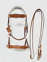 Vista 3 de Sidepull - Brida sin mordazas con tallado a mano de diseñador en banda de cejas y banda nasal curvada natural