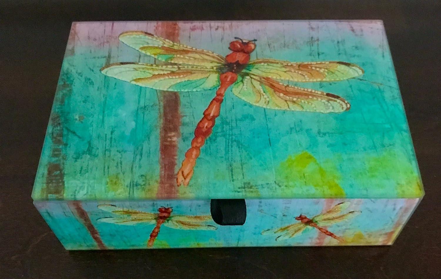 Glass Keepsake Jewelry Box (Watercolor Dragonfly)