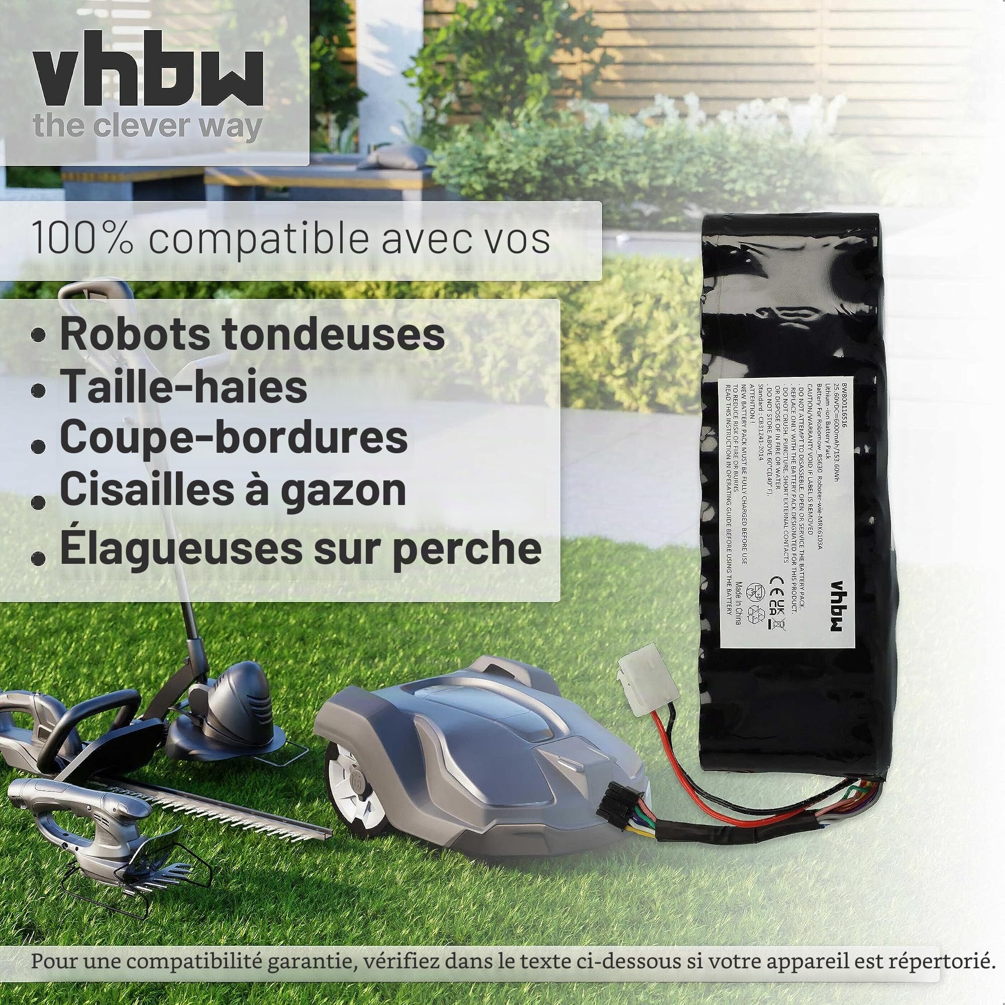vhbw Batterie Compatible avec Robomow RS615 Pro