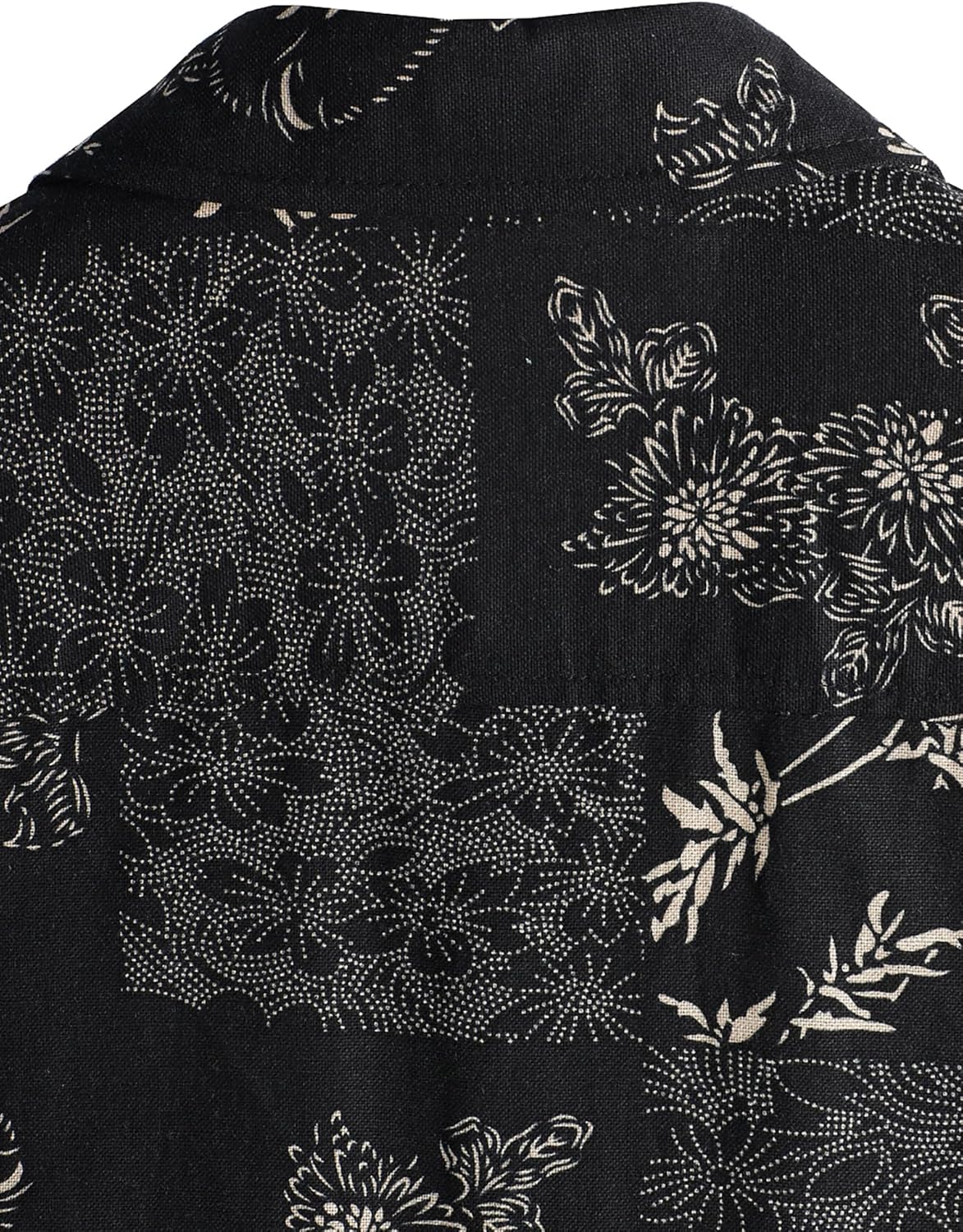 PARKLEES Men's Cotton Linen Vintage Pattern Printed Old Style Shirt Casual Short Sleeve Button Down Retro Shirts - Image 4