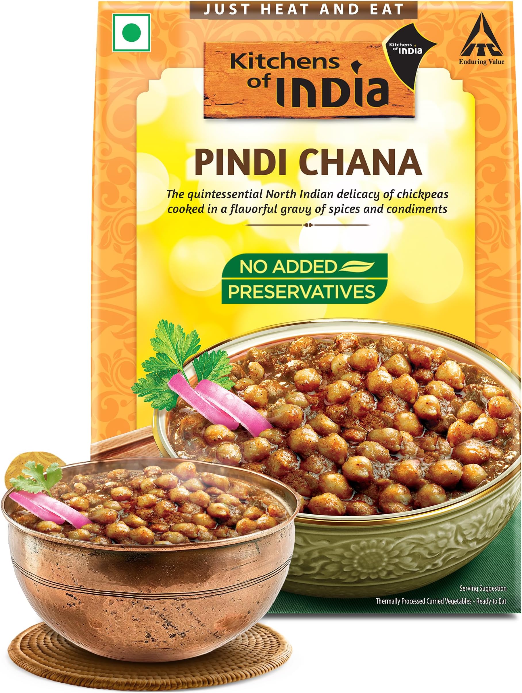 Kitchens Of India Pindi Chana, ITC Ready to Eat Indian Food, Just Heat and Eat, Microwavable, 285 Gram