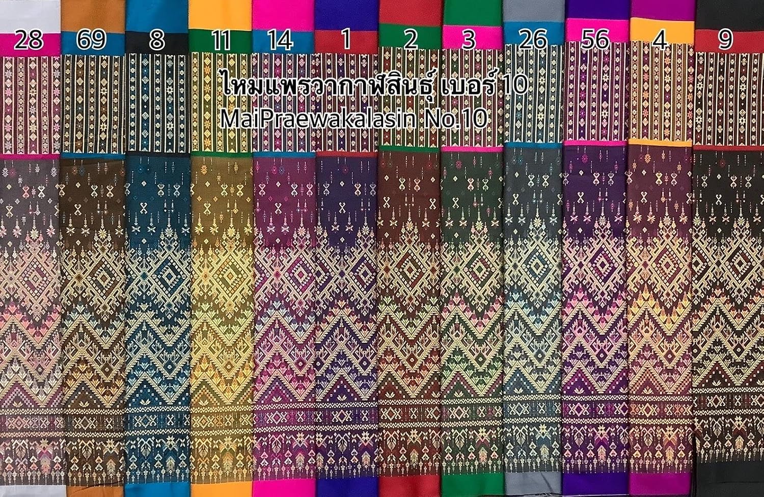 2-Yard Thai Praewa Kalasin Silk N10 Cotton Thai Traditional Pattern Woven Fabric Supply for Thai Clothing Style Suitable for Wrap Skirt or Trouser (26-Deep Grey)