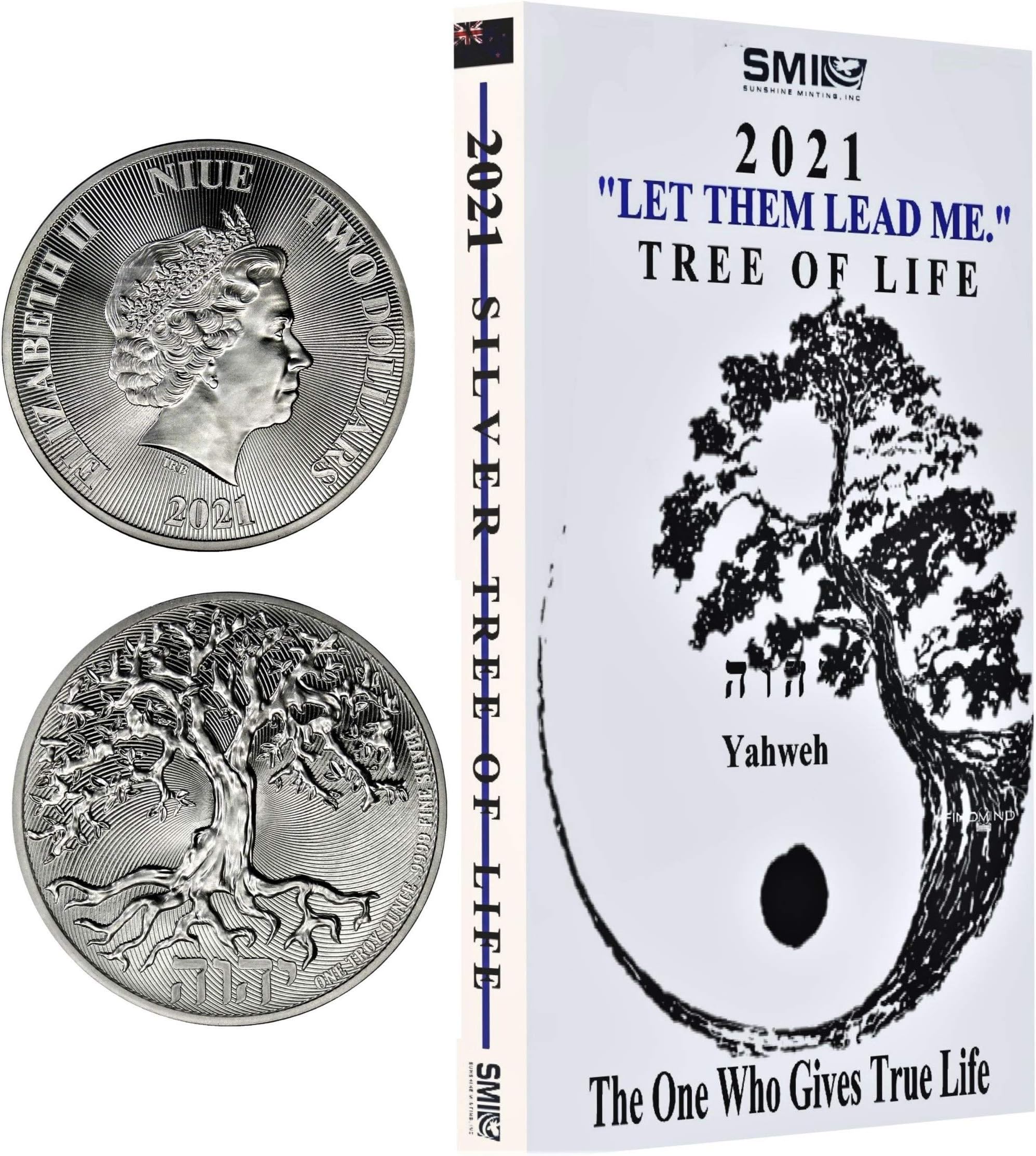 New Zealand 2021 1 oz NIUE TREE OF LIFE .9999 SILVER COIN BRILLIANT UNCIRCULATED CONDITION in the coin capsule + BOX