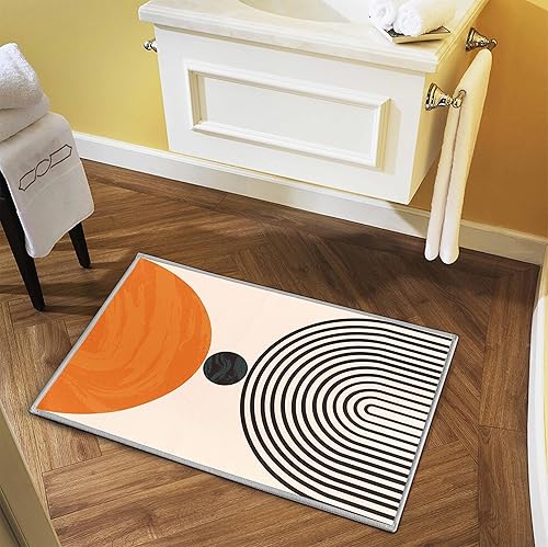 Miniatura 1 de Tapete moderno de mediados de siglo de 2 x 3 pulgadas, lavable a máquina, bohemio, abstracto, antideslizante, suave, para entrada, entrada,