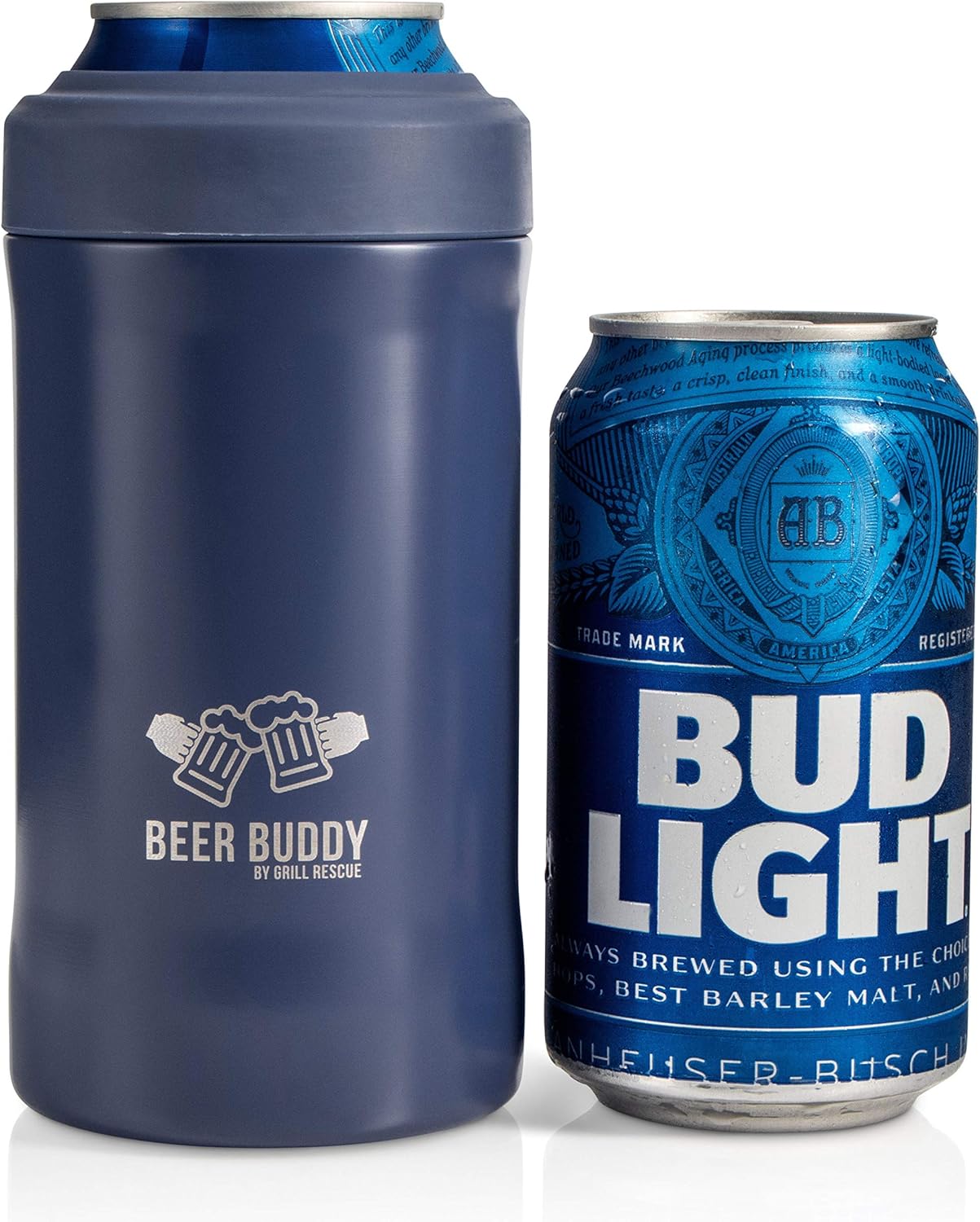 Beer Buddy​ Insulated Can Holder – Vacuum-Sealed Stainless Steel – Beer Bottle Insulator for Cold Beverages – Thermos Beer Cooler ​Suited for Any Size​ Drink - One Size Fits All (Matte Blue): Home & Kitchen