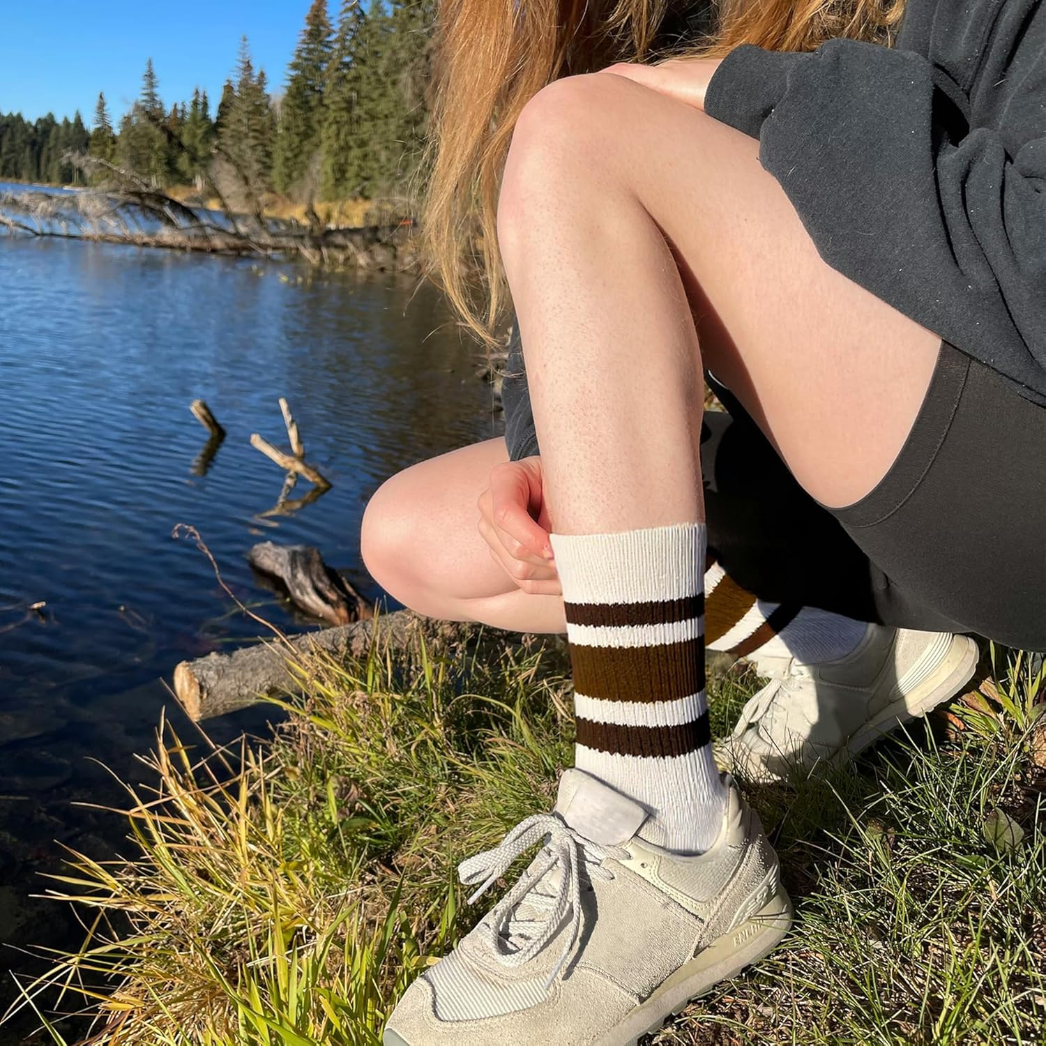 American Trends Retro Striped Crew Socks for Women Slouchy Athletic Calf Tube Socks Running Golf Tennis Volleyball Etc - Image 3