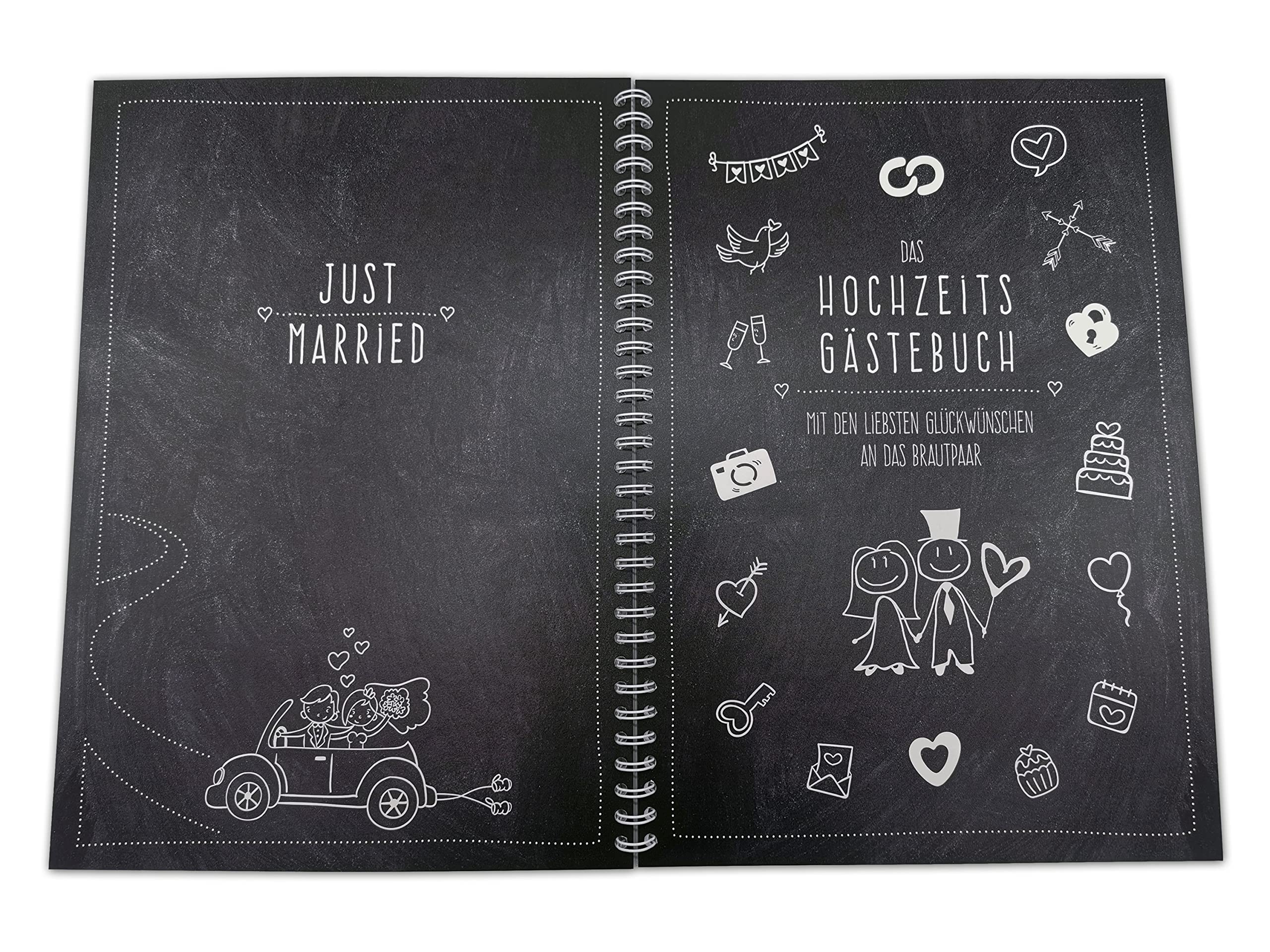 XXL Gästebuch Hochzeit -modern Art– Gästebuch zur Hochzeit mit lustigen Fragen im Innenteil zum Ausfüllen, langlebiges Hardcover Hochzeitsgästebuch Hochzeitsbuch mit 84 Seiten für 75+ Gäste
