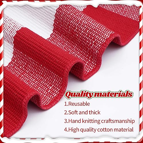 Miniatura 5 de Christmas Red and White Plaid Rug 27.5 x 43 Inches, Hand-Woven Indoor/Outdoor Layered Cotton Blend Buffalo Plaid Rug, Washable Front Door Mat,