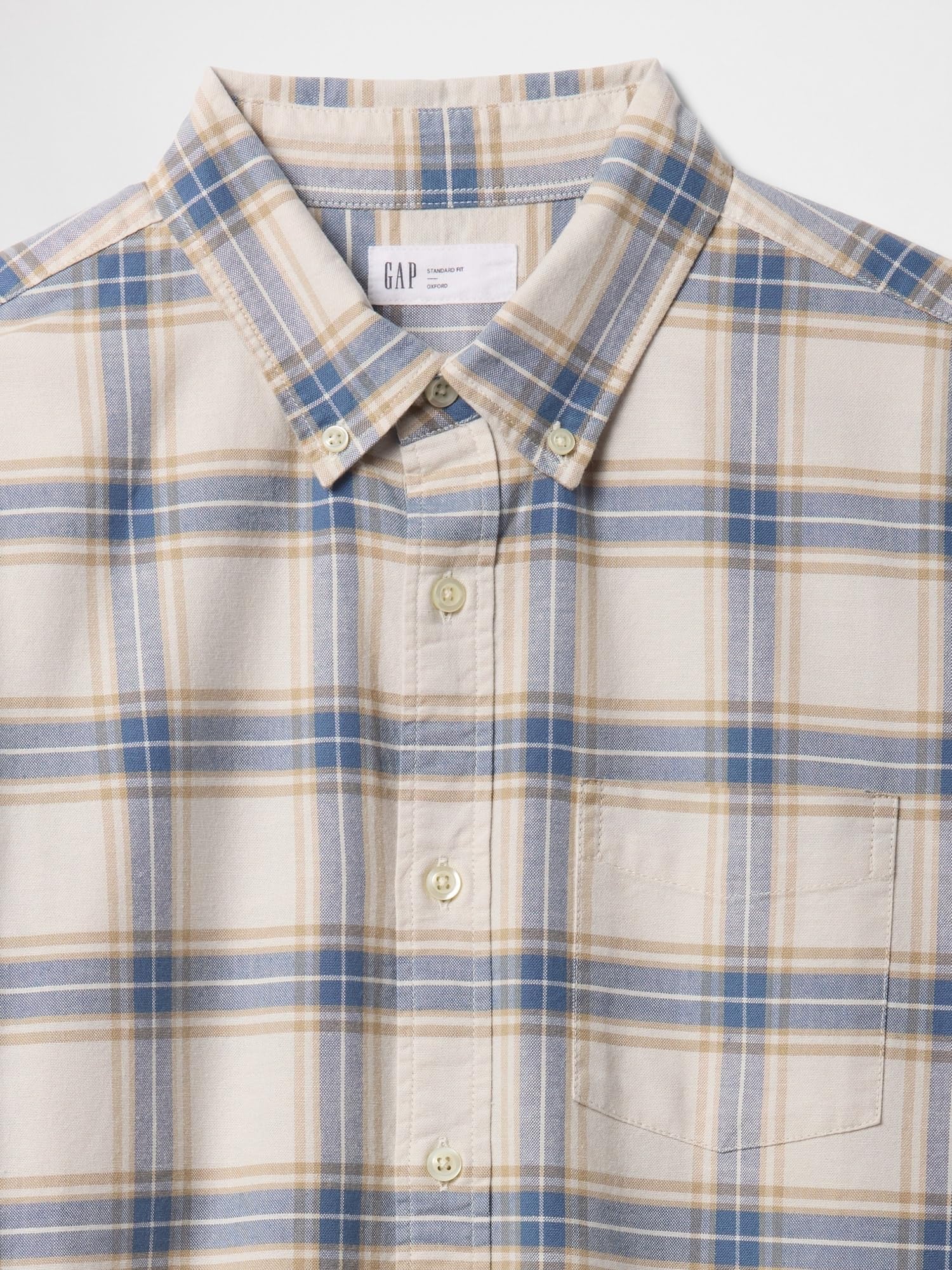 GAP Camisa Oxford de Manga Larga con Botones Abotonada para Hombre