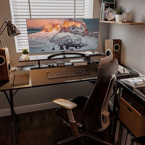 Miniatura 2 de EUREKA ERGONOMIC Soporte para monitor doble, patas ajustables, elevador de monitor doble, soporte de monitor de computadora de fibra de carbono,