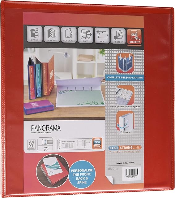 Elba, Presentation A4 Lever Arch Files, Red, Plastic, 1 Folder, 90 mm