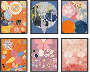 Y2K BOO Hilma af Klint The Ten Largest UNFRAMED Wall Art Set of 6 Vibrant Abstract Botanical 8x10 Inch Heavyweight Paper Modern Studio Decor