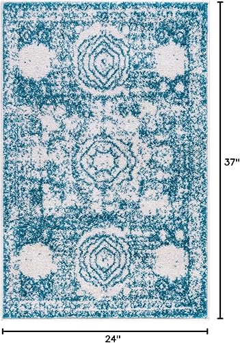 Vista 234 de Unique Loom Bromley Collection Vintage Traditional Medallion Border - Alfombra, Polipropileno, Amarillo/Crema azu/marfil,Gris