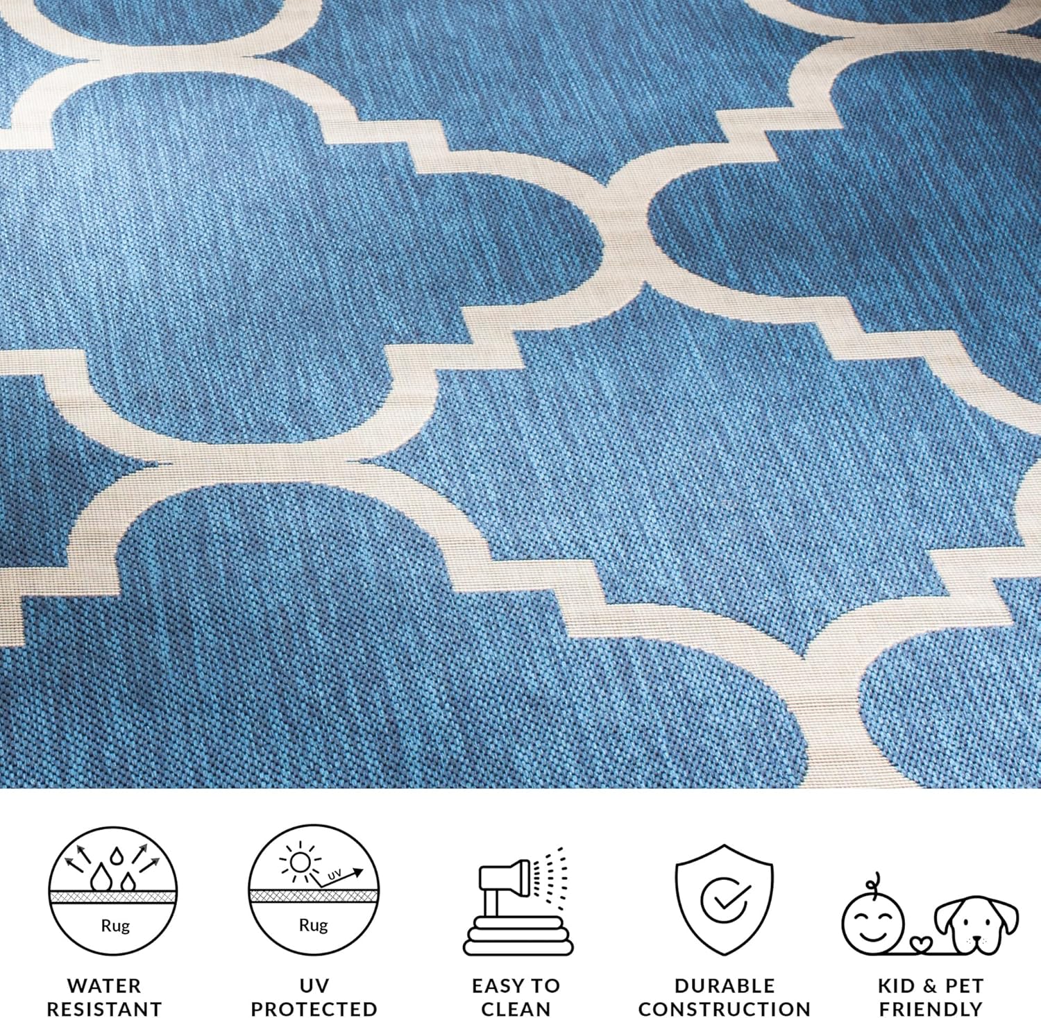 SAFAVIEH Washable Rug Outdoor Courtyard Collection - 8' x 10', Navy & Beige, Non-Shedding & Easy Cleaning, Ideal for Patio, Backyard, Mudroom, DIning Space (CY6243-268)