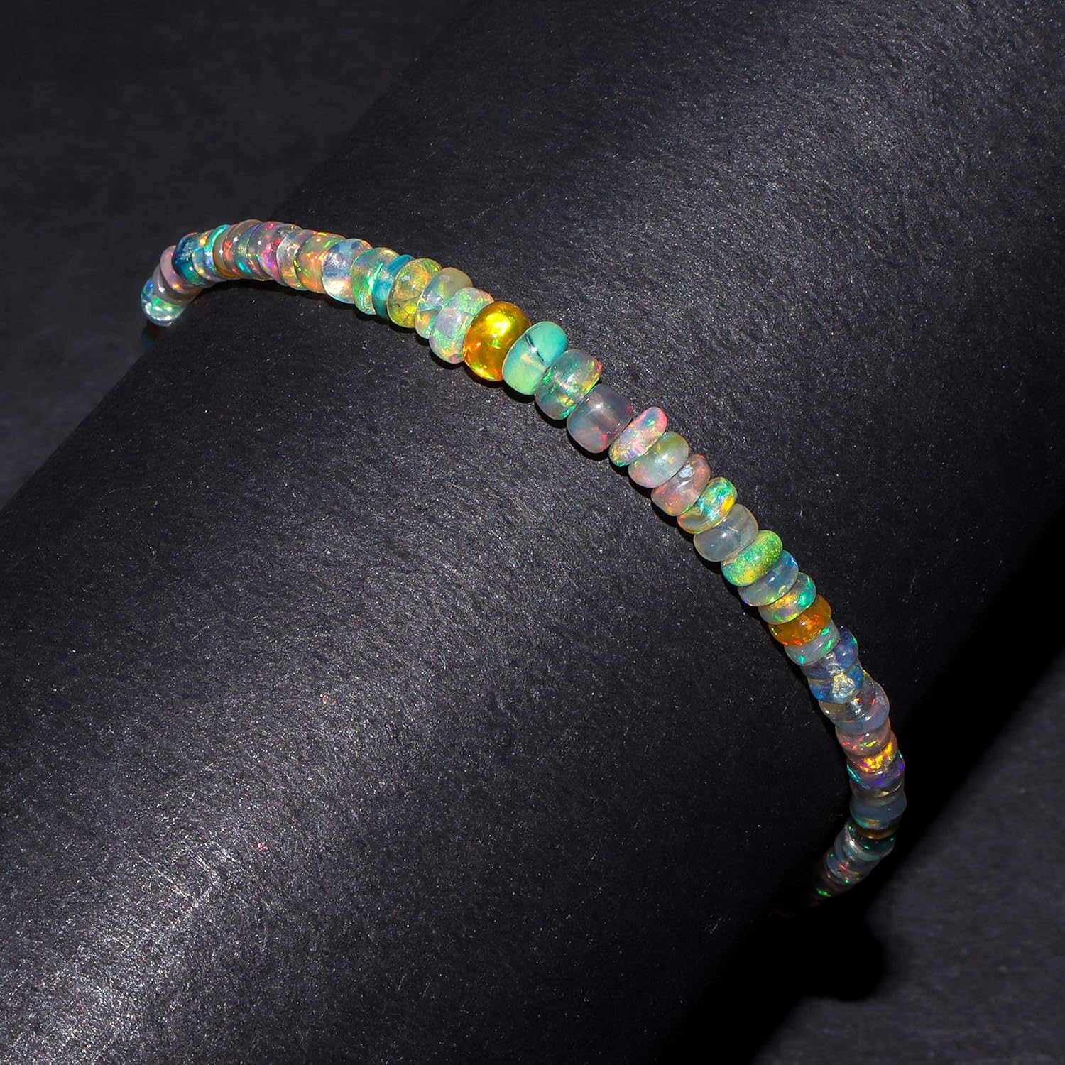 InfinityGemsArt Natural Black Opal Gemstone Dainty Beads Bracelet Women, October Birthstone, Healing Crystals, Gorgeous Jewelry Gift, 925 Sterling Silver Chain 8 inch - Image 5