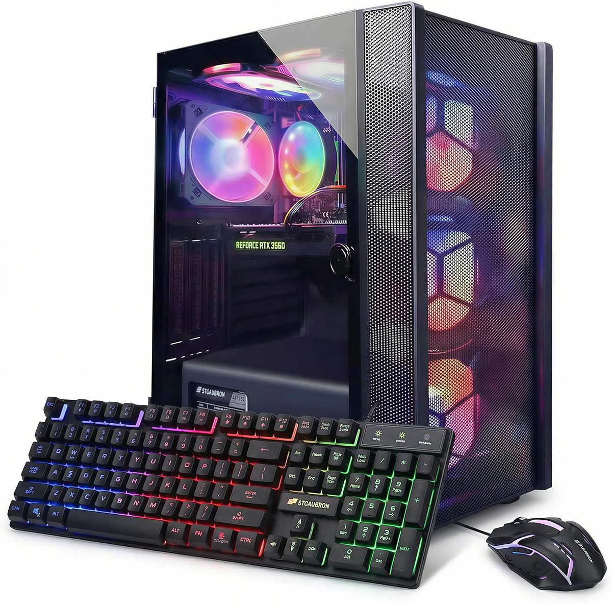 STGAubron Gaming PC Computer Desktop, GeForce RTX 3060 12G, Intel Core i7 up to 3.9G, 32GB RAM, 1TB SSD, WiFi 6, BT 5.0, RGB Fan x6, Windows 11 Home