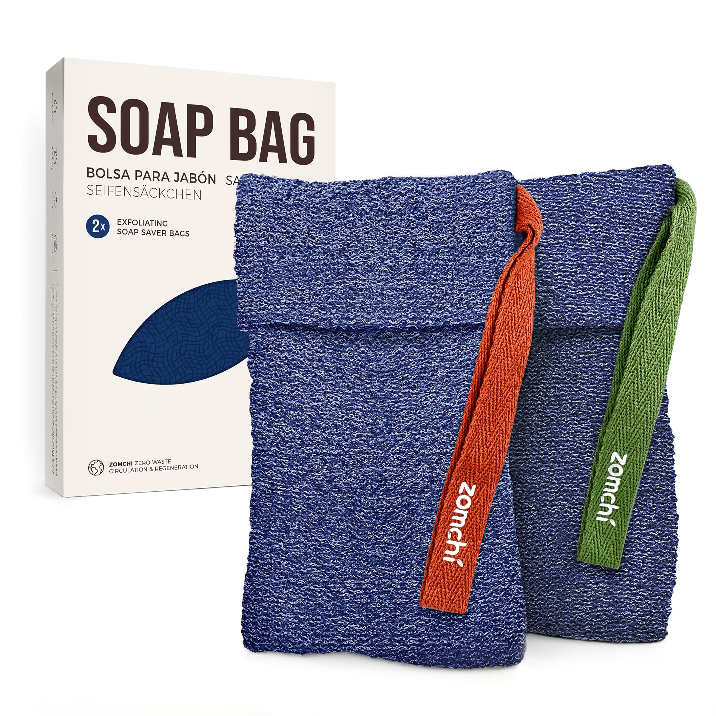 ZOMCHI Soap Saver Bags for Bar Soap, 2 Pack, Dark Blue Pouches