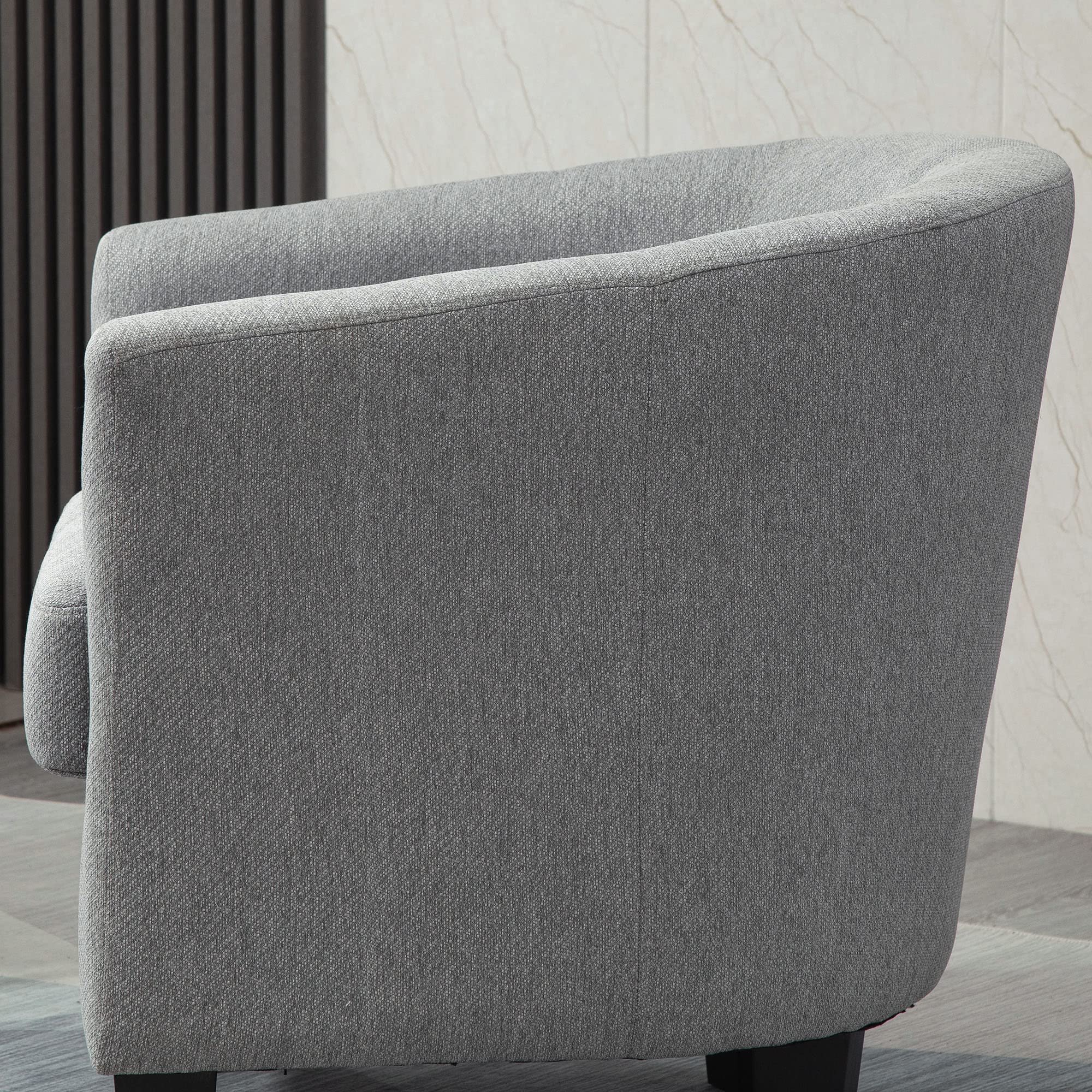 HOMCOM Poltrona Moderna Imbottita con Seduta Profonda, Poltroncina da Camera e Soggiorno, 75x72x74cm, Grigio