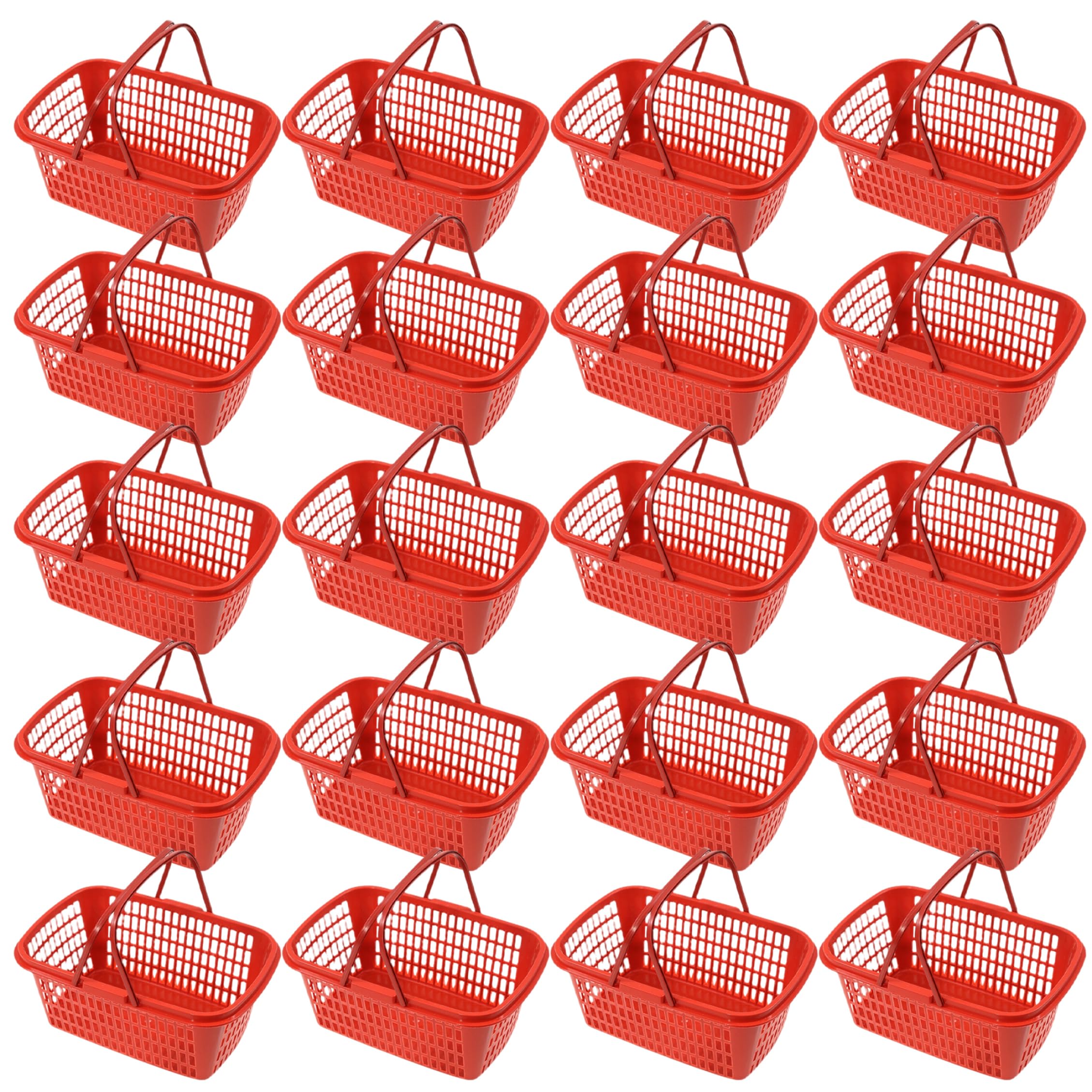 Yeaxxsqy 20PCS Strawberry Basket, Berry Baskets Hollow-out with Hidden Portable Handle, Ventilated Produce Basket for Garden Harvest & Grocery Shopping, Red