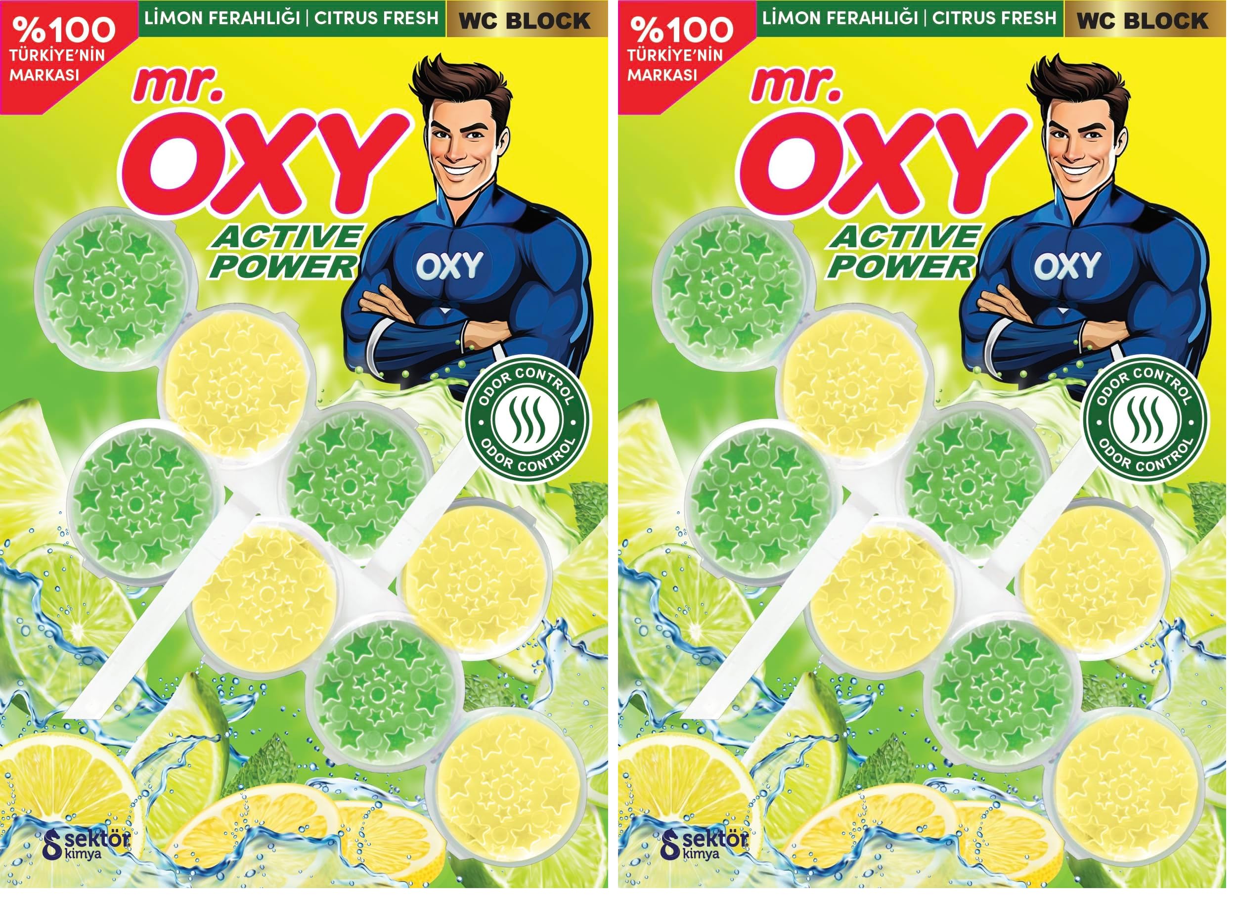 Mr Oxy WC Blok-Limon Ferahlığı-Citrus Fresh 2x50 2li paket