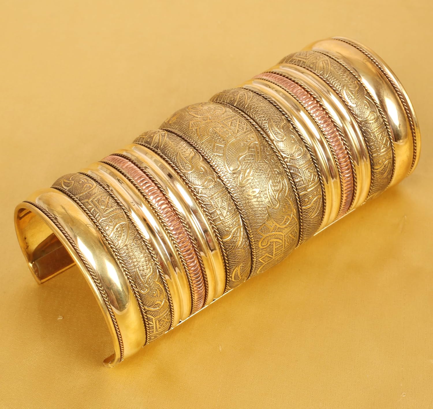 Touchstone Indian Bollywood Handcrafted Slip In Easy To Wear Stylish Wrist Enhancer Designer Broad Jewelry Cuff Bracelet For Women and Men. - Image 5