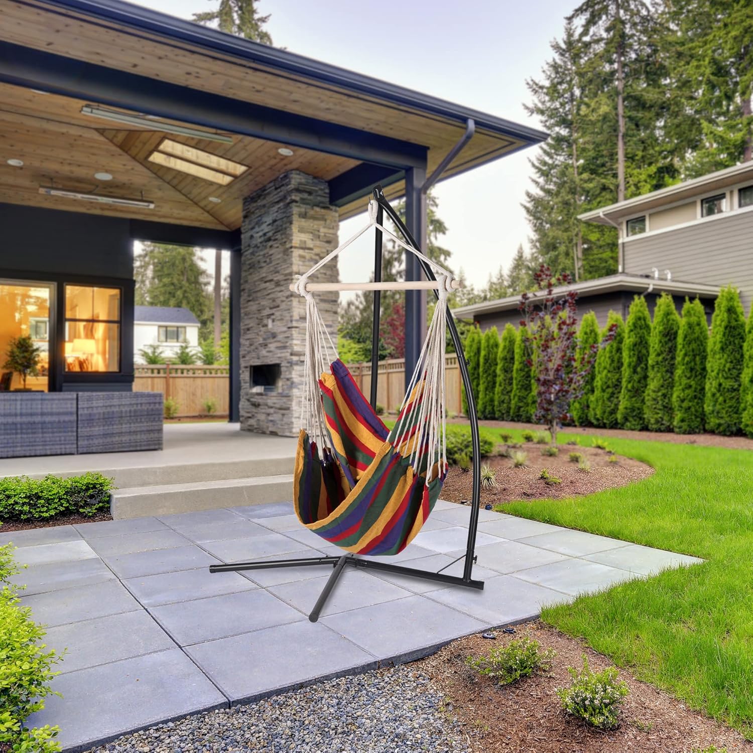 Boho Breeze Swinging Bungalow Chair - Tropical Stripe