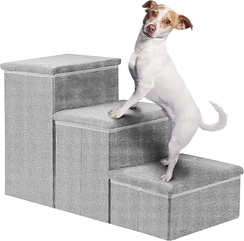 MOOACE Escaleras para perros pequeños, escaleras plegables y escalones para perros con almacenamiento y escalones ajustables, escaleras para