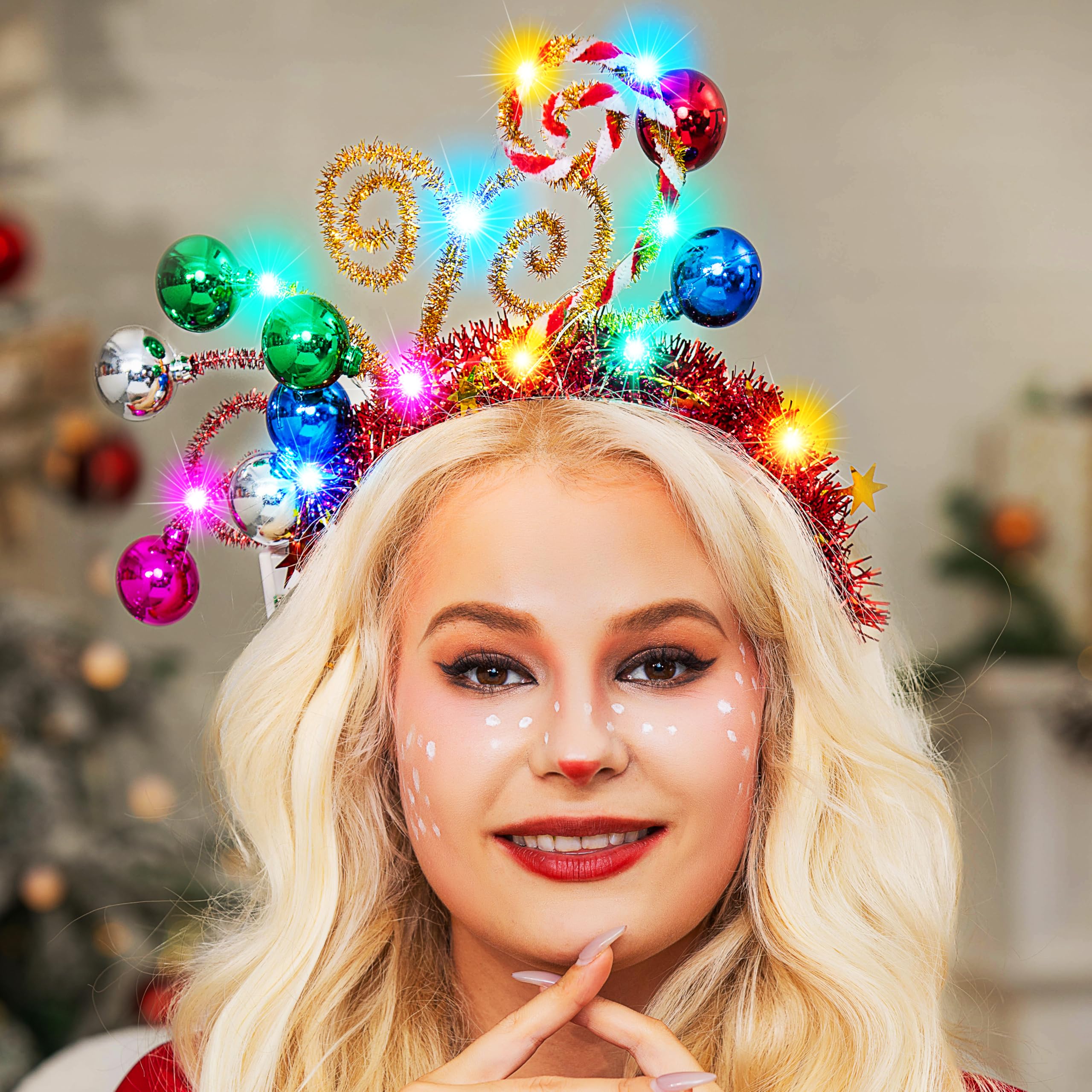 Fashband Christmas Headbands LED Glitter Ball Headband Color Party Headpiece Hair Accessories for Women, Multicolour - Image 2