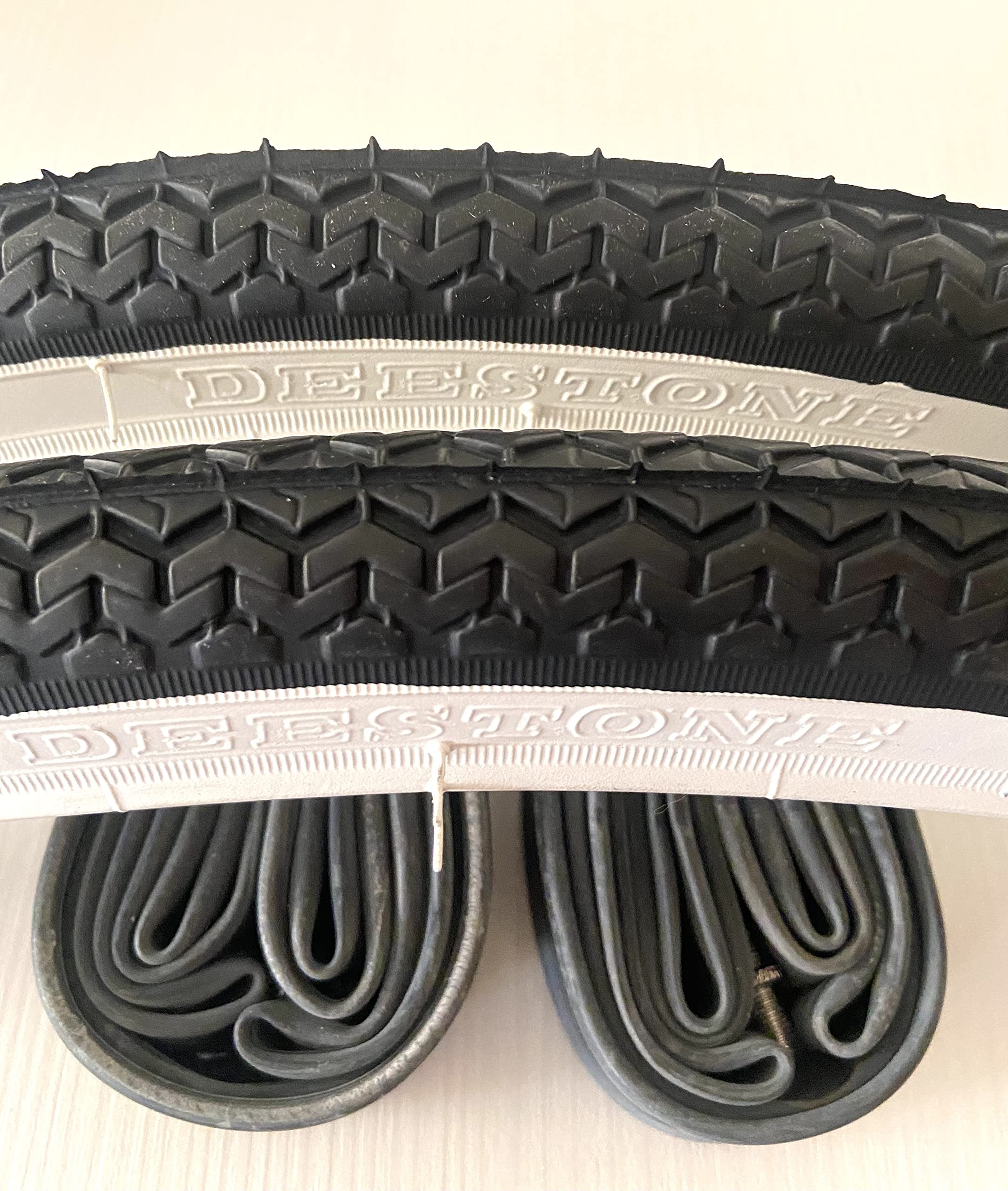 Generico 2 COPERTONI 26 X 1 3/8 (37-590) BIANCONERI + CAMERE valvola fina Pneumatici Olandese Stradale Vintage