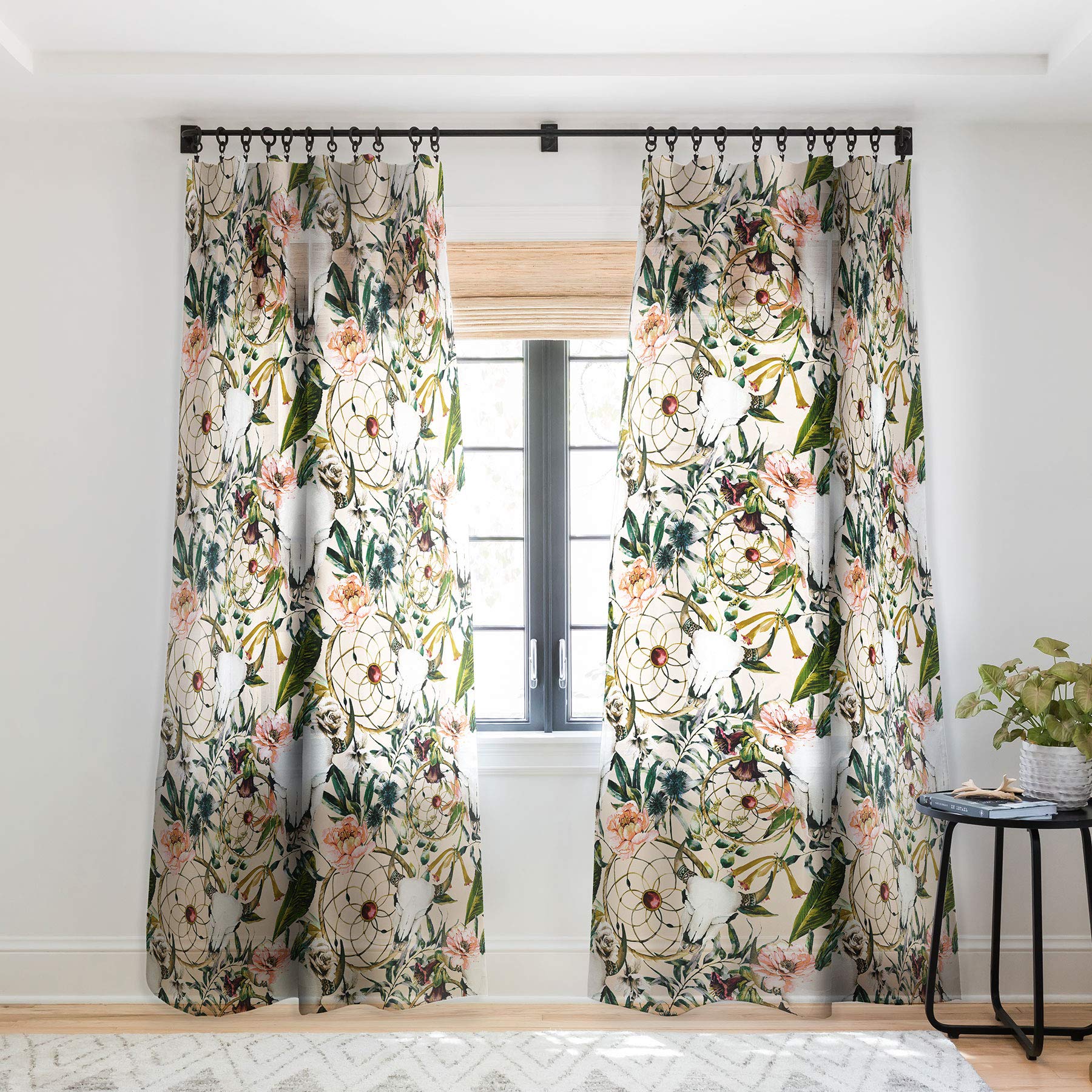 Deny Designs65548-shwc02 Marta Barragan Camarasa Romantic Boho Floral Skull I Sheer Curtains, 50" x 96", Multi