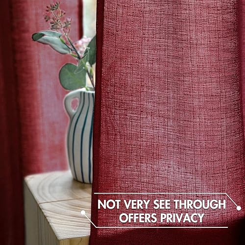 Miniatura 4 de MIULEE Juego de 2 paneles de cortinas de aspecto de lino con textura de arpillera natural para dormitorio, sala de estar, filtrado de luz, cortinas