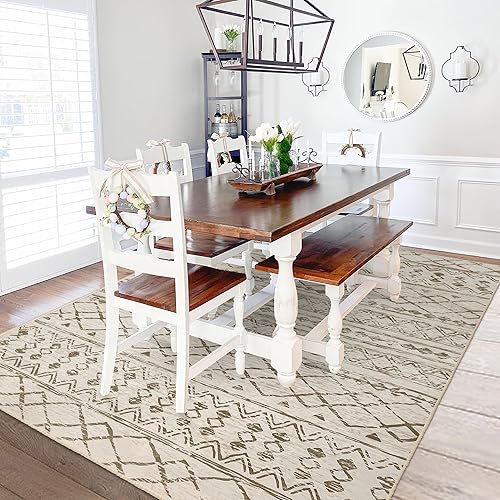 Miniatura 6 de KUTA Alfombra marroquí grande para sala de estar, de 5 x 7 pies, lavable, bohemio, antideslizante, ultra suave, geométrica, tradicional, para sala