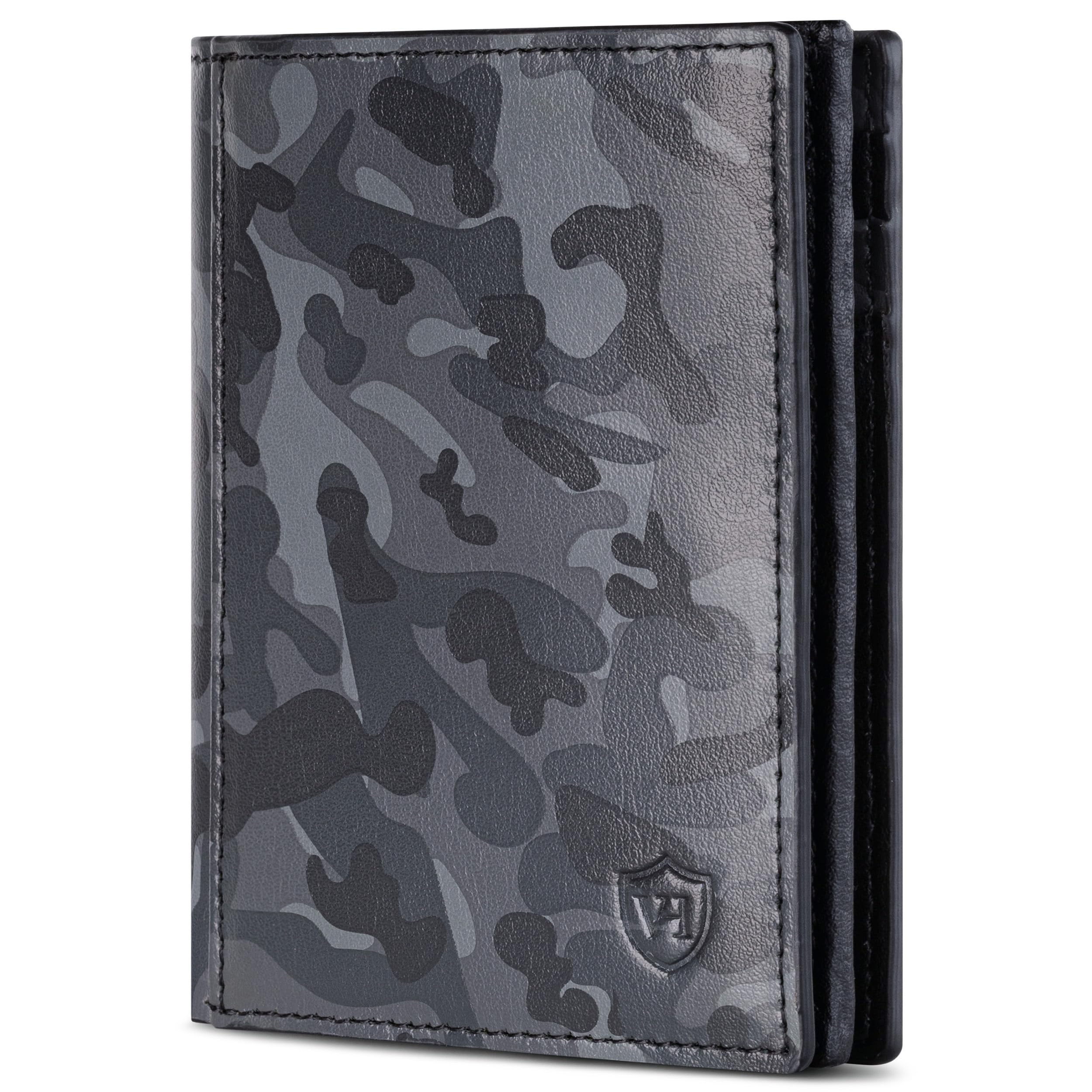 VON HEESEN® Leder Geldbörse mit Münzfach & RFID Schutz Herren & Damen - Echtleder Geldbeutel für Männer & Frauen - Portemonnaie Brieftasche Wallet Portmonee (Camouflage Grau)