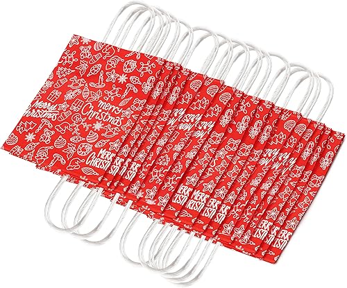 Miniatura 5 de JOYIN 24 bolsas de regalo rojas de Navidad, bolsas de regalo con 6 diseños para regalos de fiesta de Navidad, bolsa de regalo de envoltura