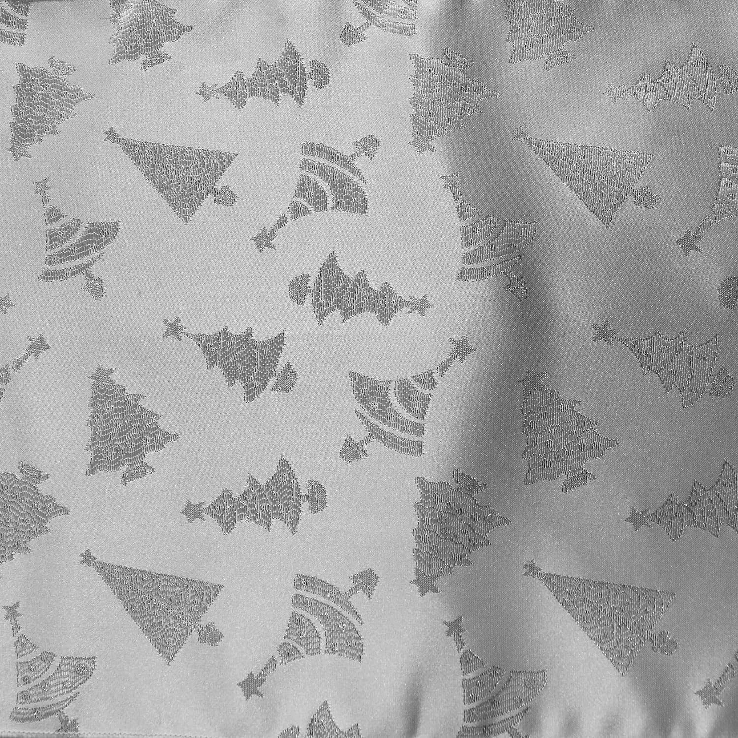 Zen Creative Designs Christmas Brocade Fabric by The Yard 58 Inch Wide/Heavy Weight Shiny Fabric/Craft & Sewing Material (10 Yards, Silver Stars)