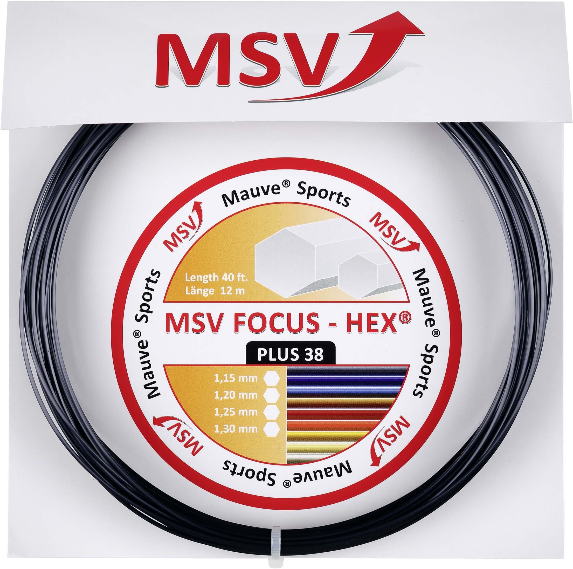 Mauve Sports MSV Focus Hex +38 125 Tennis String Black (Black)