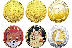6 Pack Collectible Shiba Coin Ethereum Dogecoin Bitcoin Litecoin Ripple Commemorative Coins
