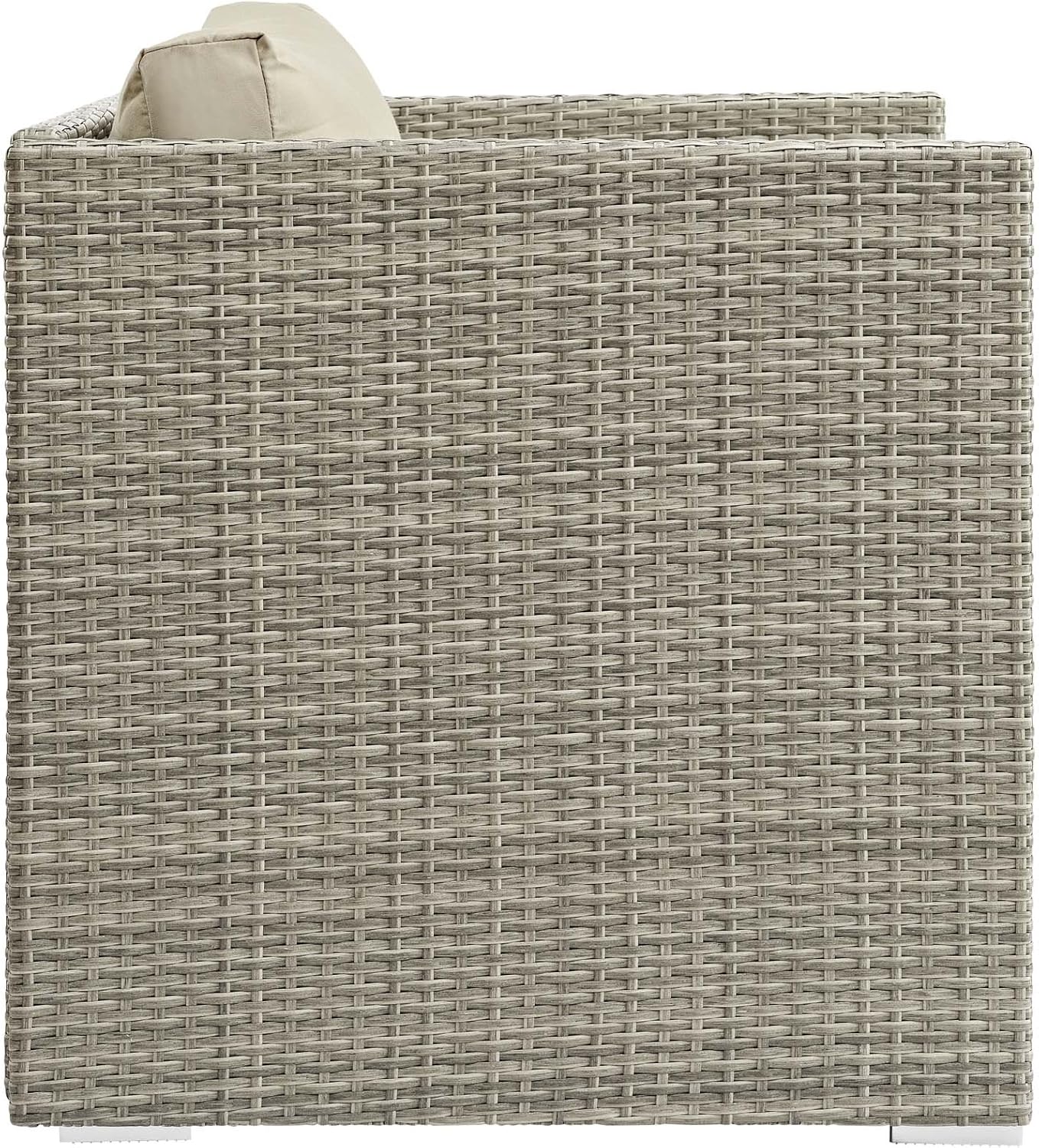 Modway Repose Wicker Rattan Outdoor Patio Arm Chair with Cushions in Light Gray Beige