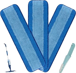 Microfiber Cleaning Pads Compatible with Bona, Washable Microfiber Mop Pads Fit Bona Mop(3 Pack), 18 Inch Mop Pad Refills for Floor Cleaning, Reusable Replacement Mop Heads, Come with a Scraper