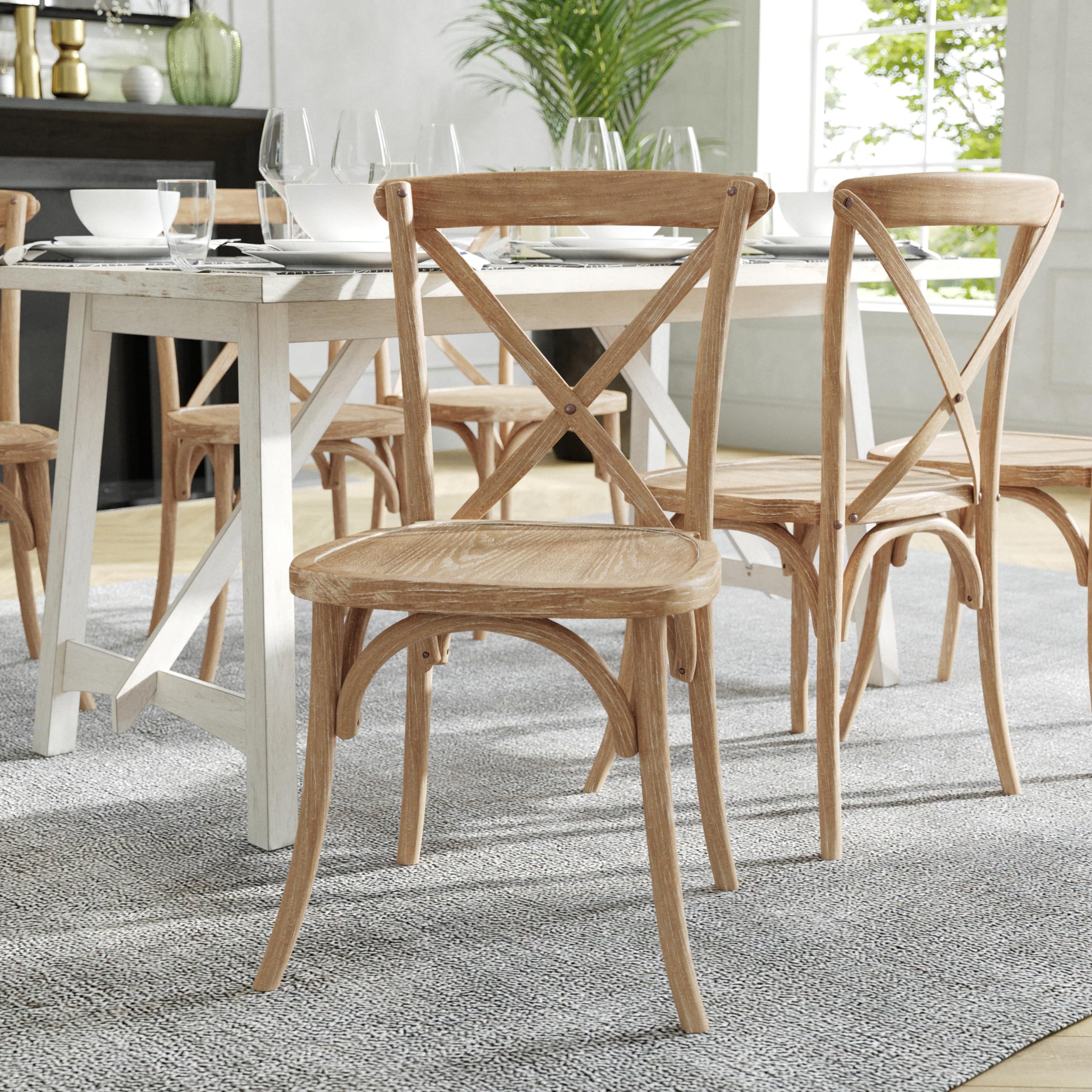 Amazon.co.jp: Flash Furniture Advantage Natural White Grain X Back