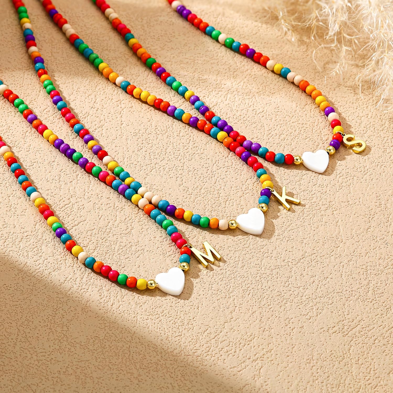 Colorful Initial Necklaces for Women Trendy, Beaded Trendy Stuff Heart Initial Letter Necklace for Womens Dainty Beads Gifts Choker Necklaces Jewelry Christmas Gifts Teens - Image 6