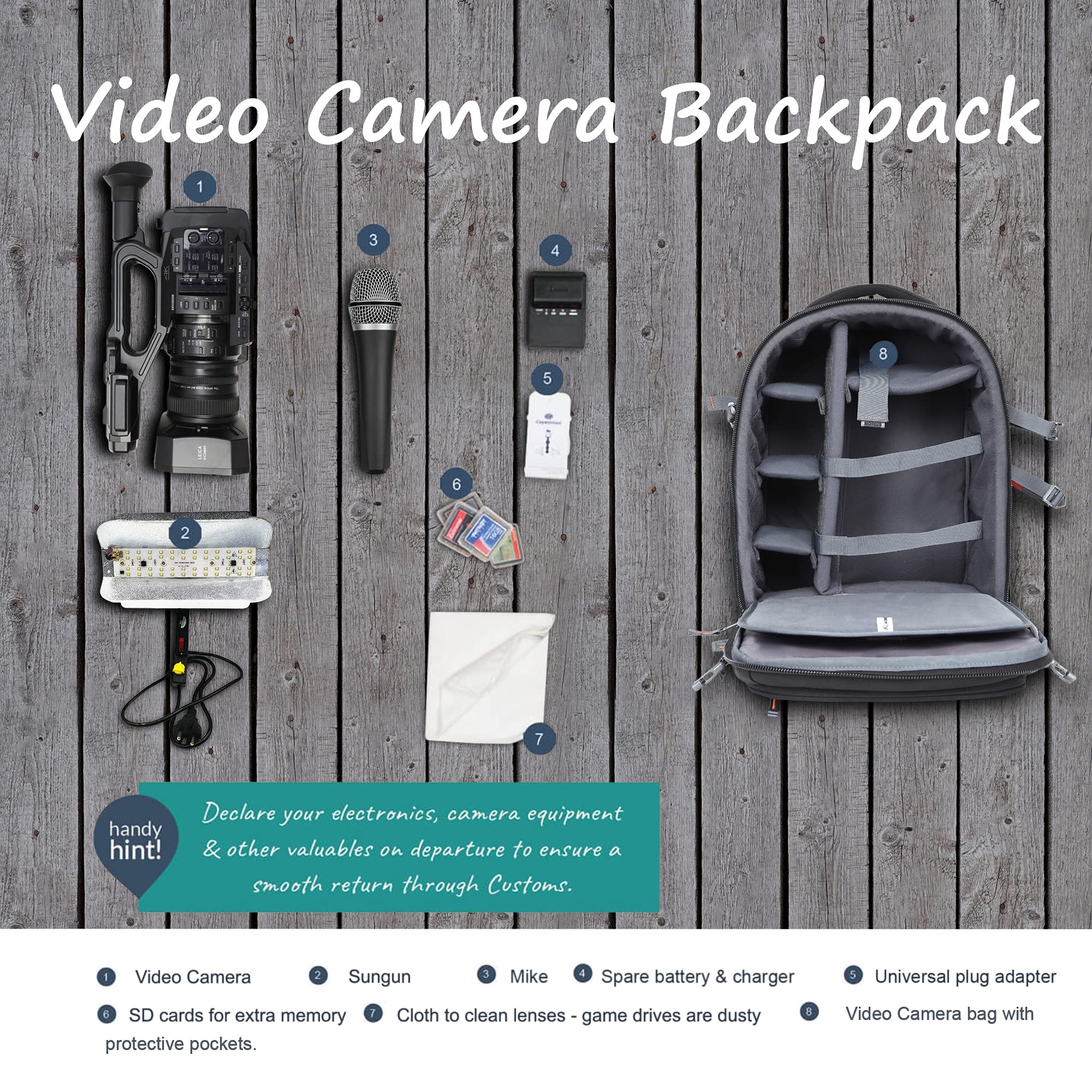 MOBIUS Cameraman Backpack Bag for Video Camera|100% Waterproof Bag with LED Battery Charger Compartment and Sun Gun Mike Holder|Outdoor Shoot Travel Video Camera Bag 4