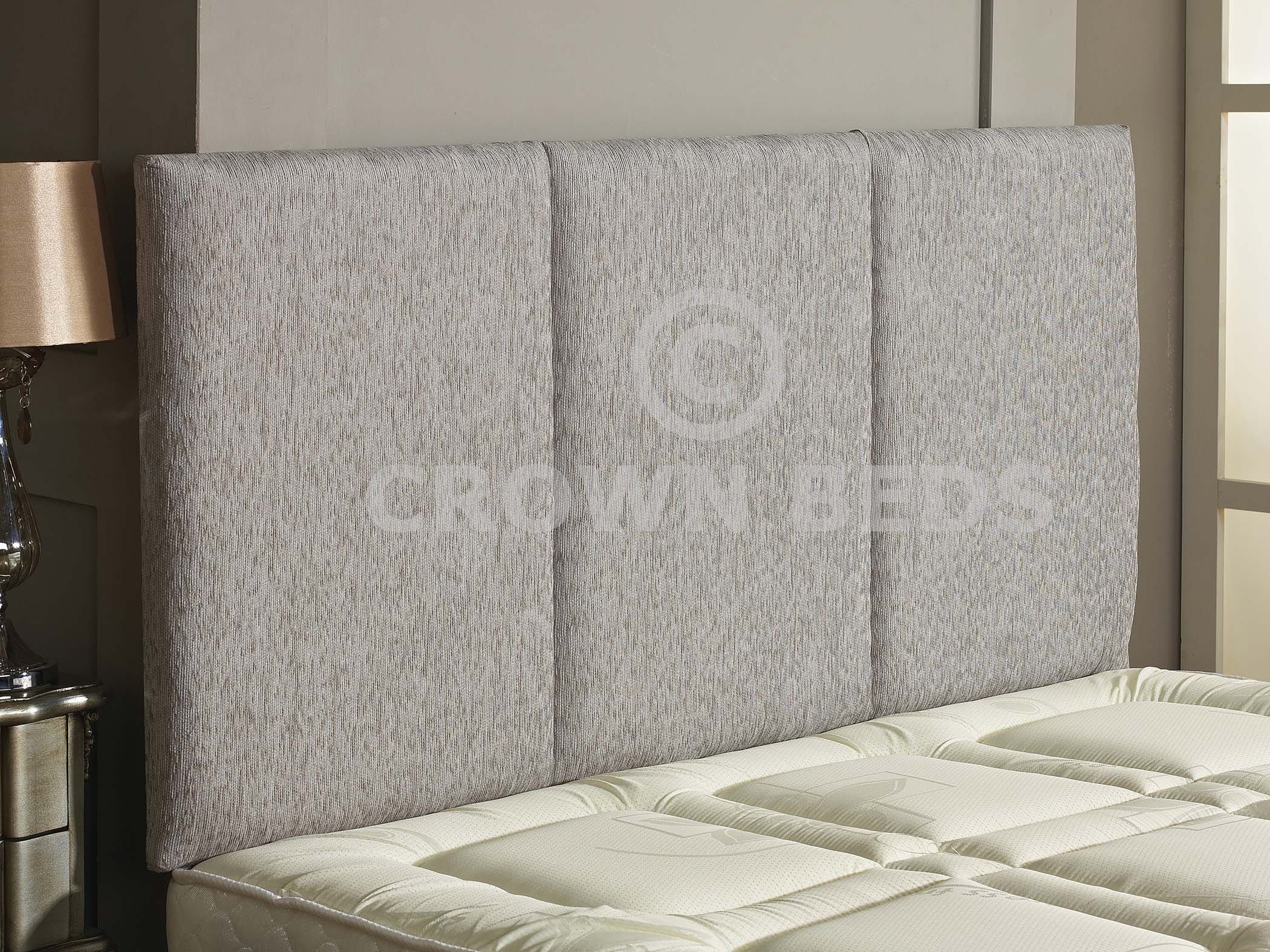 CROWNBEDSUK quality alton chenille headboard in 2ft6,3ft,4ft,4ft6,5ft,6ft Light Grey, 4ft (small double) 26
